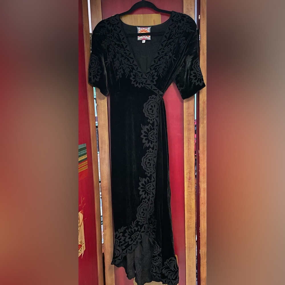 Johnny Was Elegant Black Velvet Dress